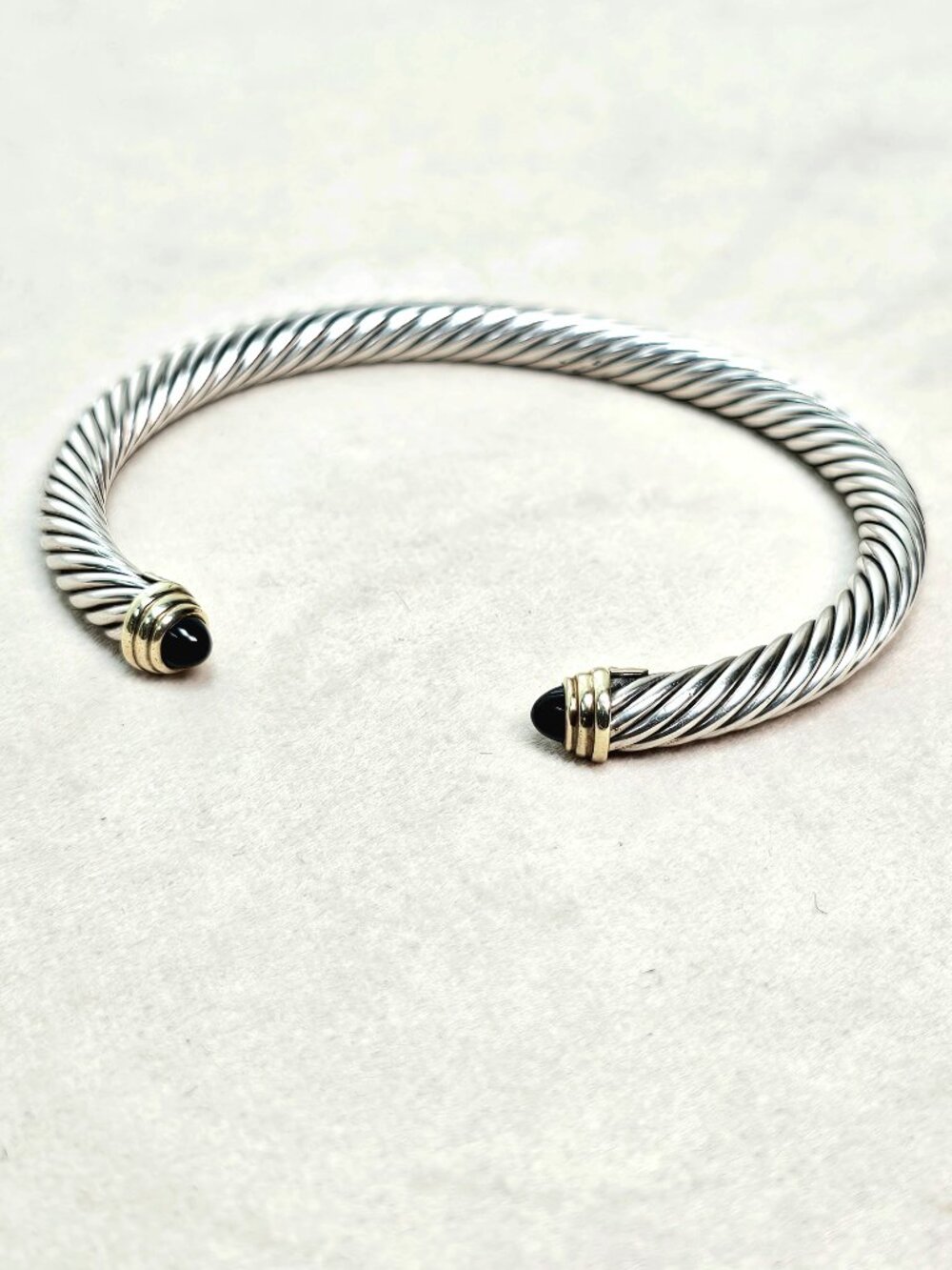 David Yurman 5mm Cable Classic Black Onyx 14K Gold Bracelet Small